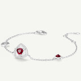 Trinity Textured Silver Bracelet in Created Ruby
