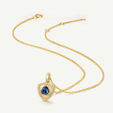 Trinity Textured Silver Necklace in Created Sapphire