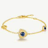 Trinity Textured Silver Bracelet in Created Sapphire