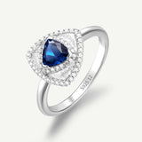 Trinity Textured Silver Ring in Created Sapphire