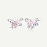 FANCIME "Sweetheart" Pink Planet Sterling Silver Stud Earrings