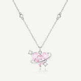 FANCIME "Sweetheart" Pink Planet Sterling Silver Necklace