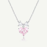 FANCIME "Bow For Princess" Pink Heart Sterling Silver Necklace