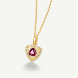 Trinity Textured Silver Necklace in Created Ruby