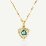 Trinity Textured Silver Necklace in Created Emerald