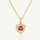 Trinity Textured Silver Necklace in Created Ruby