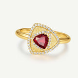 Trinity Textured Silver Ring in Created Ruby