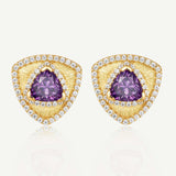 Trinity Textured Silver Earrings in Created Amethyst