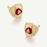 Trinity Textured Silver Earrings in Created Ruby