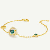 Trinity Textured Silver Bracelet in Created Emerald