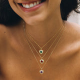 Trinity Textured Silver Necklace in Created Sapphire