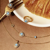 Trinity Textured Silver Necklace in Created Aquamarine
