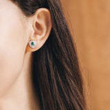Trinity Textured Silver Earrings in Created Emerald