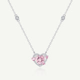 Pink Guardian Heart Silver Necklace