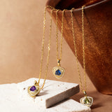 Trinity Textured Silver Necklace in Created Sapphire