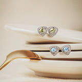 Trinity Textured Silver Earrings in Created Peridot