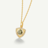 Trinity Textured Silver Necklace in Created Peridot