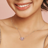 Pink Guardian Heart Silver Necklace