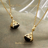 Harry Potter x FANCIME Deathly Hallows Unisex Silver Necklace, Obsidian