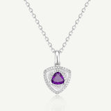 Trinity Textured Silver Necklace in Created Amethyst