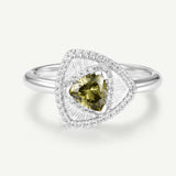 Trinity Textured Silver Ring in Created Peridot