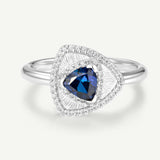 Trinity Textured Silver Ring in Created Sapphire