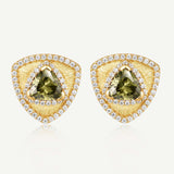 Trinity Textured Silver Earrings in Created Peridot