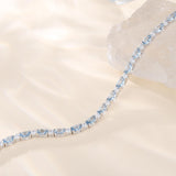 "Glamour Radiance" 三月誕生石華麗切割網球海藍寶純銀手鍊