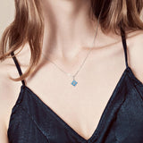 FANCIME "公主夢" 海藍寶三月方形寶石純銀項鍊