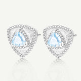 Trinity Textured Silver Earrings in Created Aquamarine