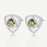 Trinity Textured Silver Earrings in Created Peridot