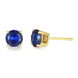 FANCIME圓形14K實心黃金寶石耳釘