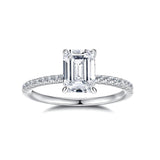 FANCIME 經典單顆輻射切割莫桑石純銀戒指