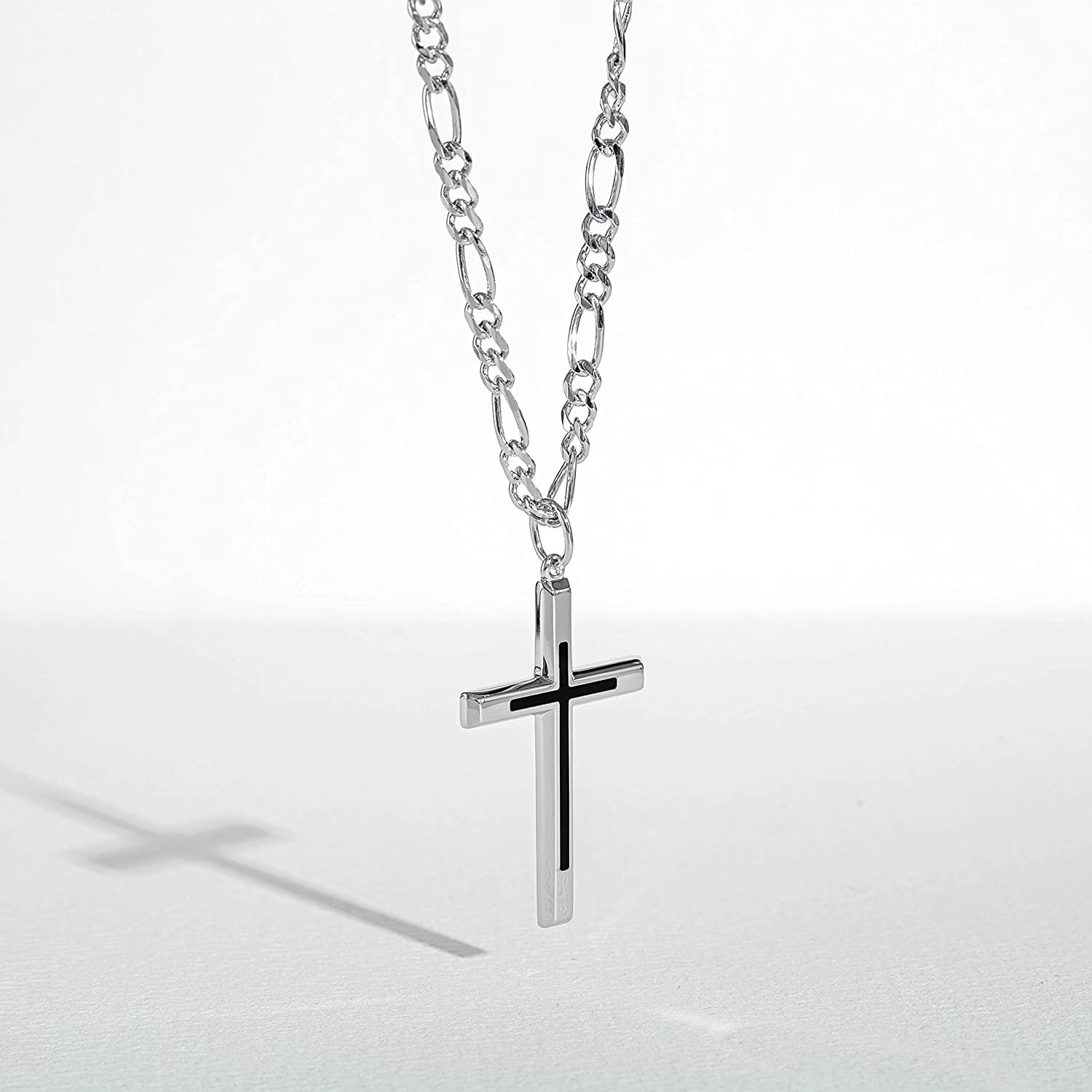 FANCIME Black Highlight Cross Sterling Silver Necklace Detail2