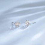 FANCIME Moissanite Heart Bezel 14K White Gold Stud Earrings Show