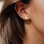 FANCIME "Lumi" Round Opal 14K Solid Yellow Gold Studs Model