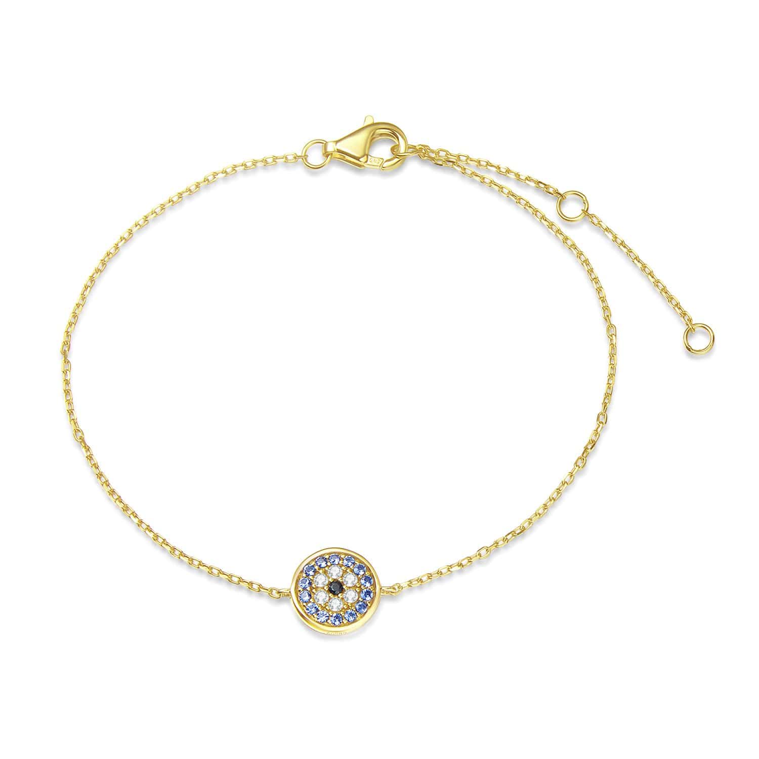 FANCIME Blue Evil Eye 14k Solid Yellow Gold Bracelet Main