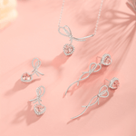 FANCIME “It Is A Crush” Sweet Bow Pink Heart Sterling Silver Necklace Show