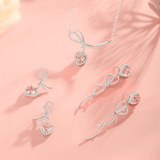 FANCIME “It Is A Crush” Sweet Bow Pink Heart Sterling Silver Necklace Show