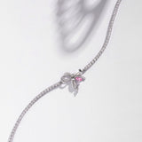FANCIME “My Fairy Lady” 純銀甜美蝴蝶結白色寶石網球手鍊