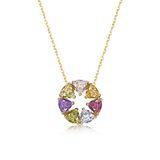 FANCIME "Rainbow Star Circle" Round Circle 14K Yellow Gold Necklace Main