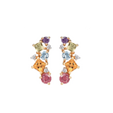 Color gemstone flower earring post studs gifts
