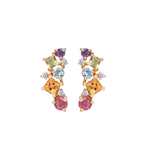 Color gemstone flower earring post studs gifts