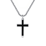 FANCIME Mens Black Bold Cross 925 Silver Pendant Main