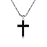 FANCIME Mens Black Bold Cross 925 Silver Pendant Main