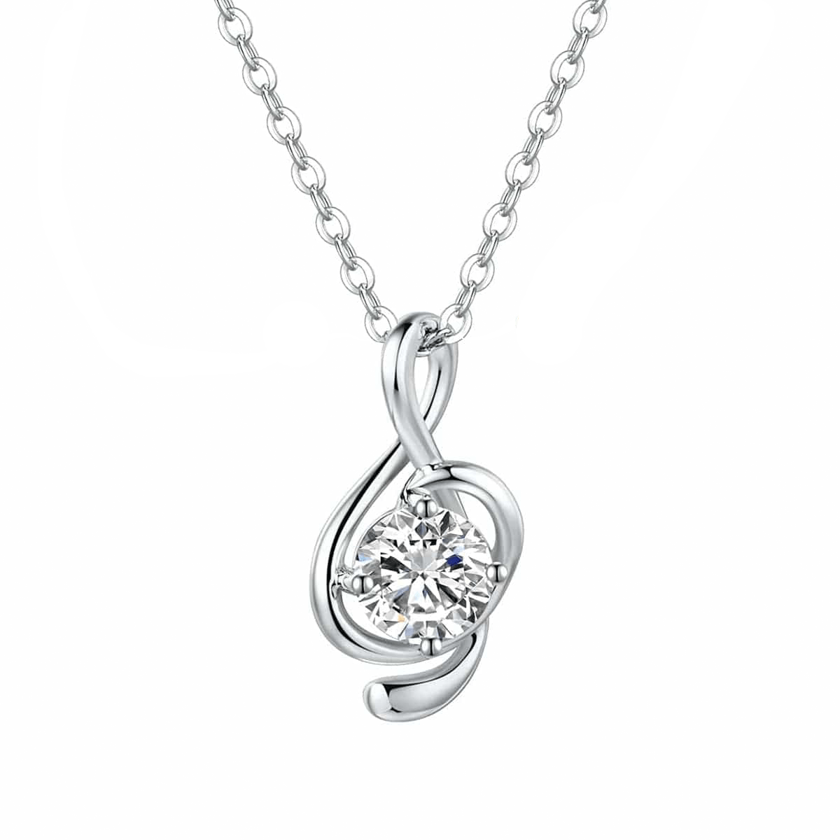 FANCIME Half Carat Music Note 14K Solid White Gold Necklace Main