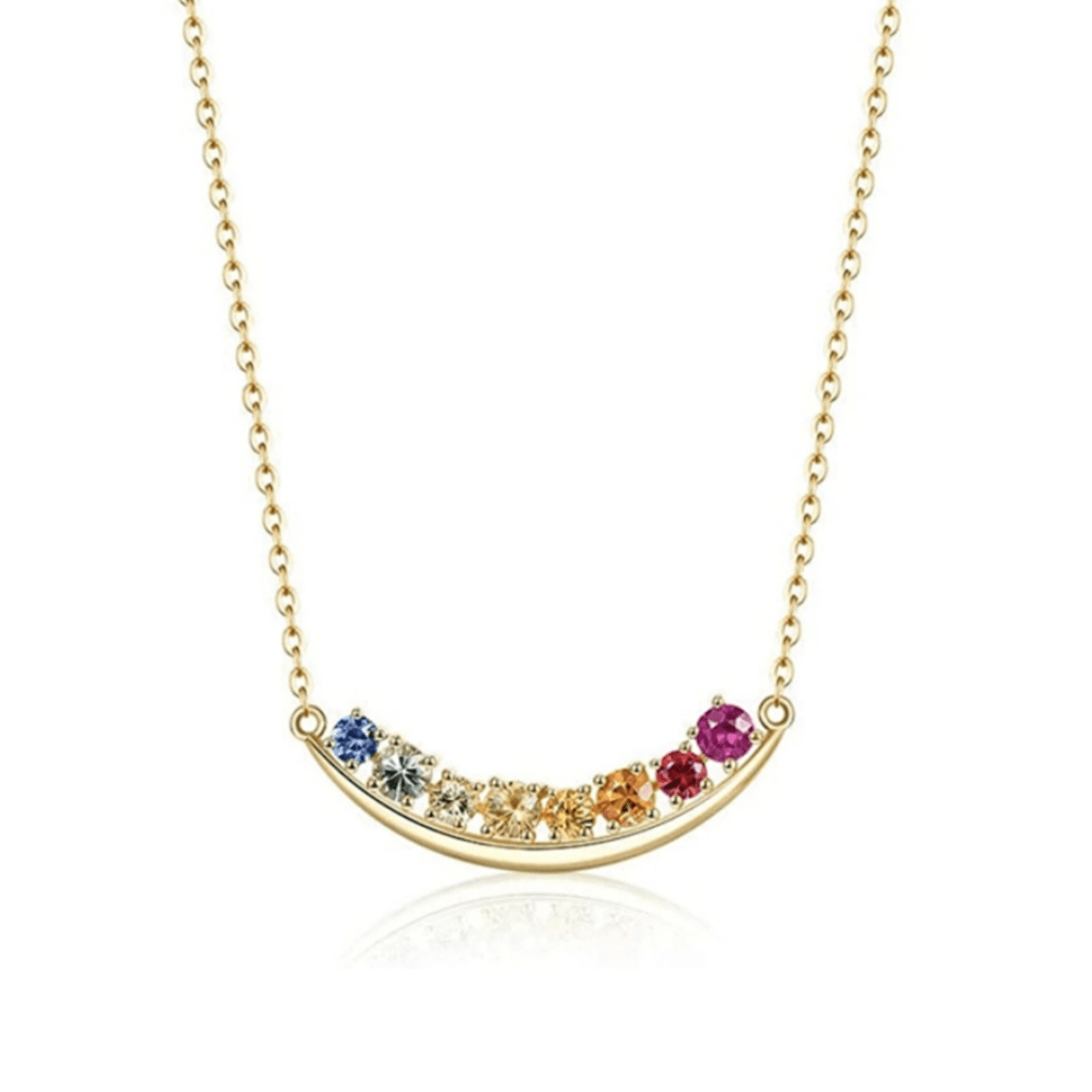FANCIME "Rainbow Sparkle" Bar 18K Yellow Gold Necklace Main