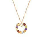 FANCIME "Starry Circle" Multi Gemstone Round 14K Yellow Gold Necklace Main