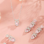 FANCIME Sugar Bow and Heart CZ Sterling Silver Necklace Pink Detail