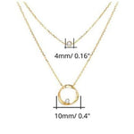 FANCIME Diamond and Circle Layered 14K Yellow Gold Necklace Size